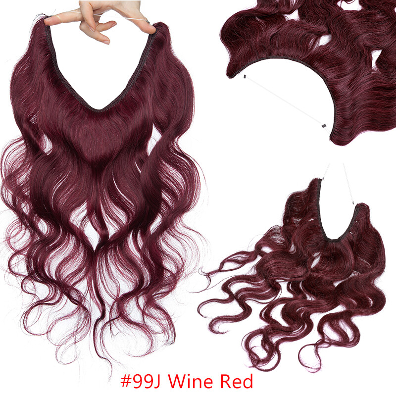 One Piece Wire in 100% Human Hair Extensions Invisible Fish Line Hair Extensions