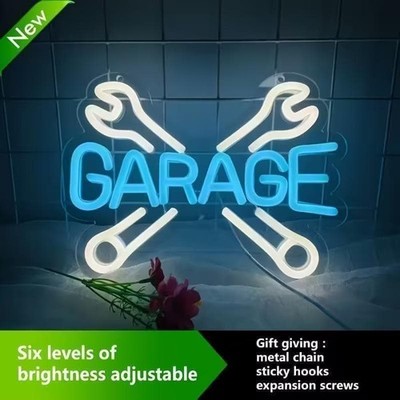 LED Neon Sign Garage Car Service Light USB Bar Game Room Wall Decor