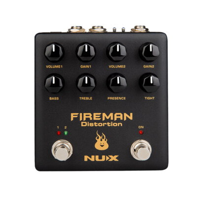 NuX Effects Fireman 9v-18v Distortion Guitar Effects Pedal