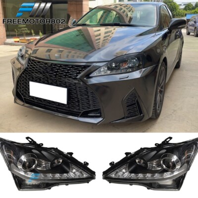 Fits 06-14 Lexus IS250 IS350 ISF Smoke LED Headlights Head Lamps Black Housing