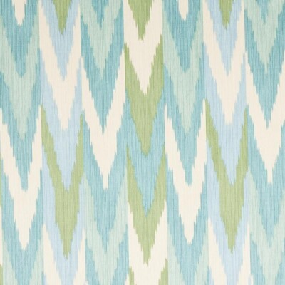 Schumacher Bargello Print Fabric- Kashgar Velvet Ikat Mineral Leaf 1.4 yd 176103