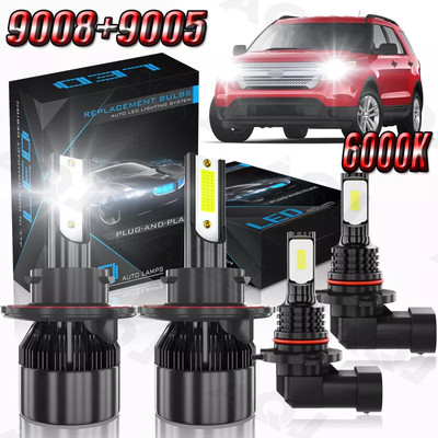 For Jeep Compass 2007 2008 2009 LED Headlight Hi/Low+Fog Light Bulbs Combo 6000K
