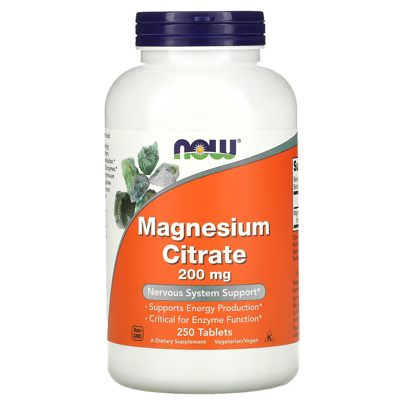 NOW Foods Magnesium Citrate 200mg 250 Tabs | Muscle & Nerve Support
