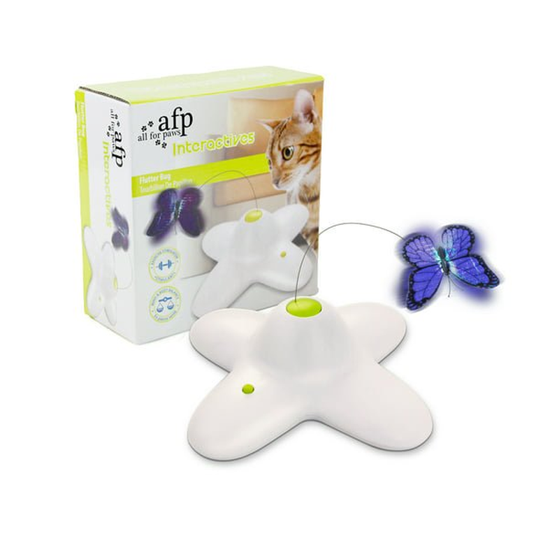 Electric Interactive Flutter Bug Butterfly Cat Toy with Two Replacement, Battery