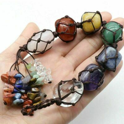 7X Chakra Crystals Hanging Ornament Tassel Hanging Ornament Stones Car Decora US