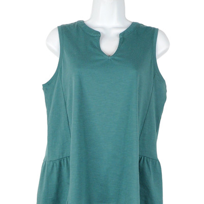 Sonoma Top Sleeveless Womens S Green Round Split Neck Cotton Blend Blouse*