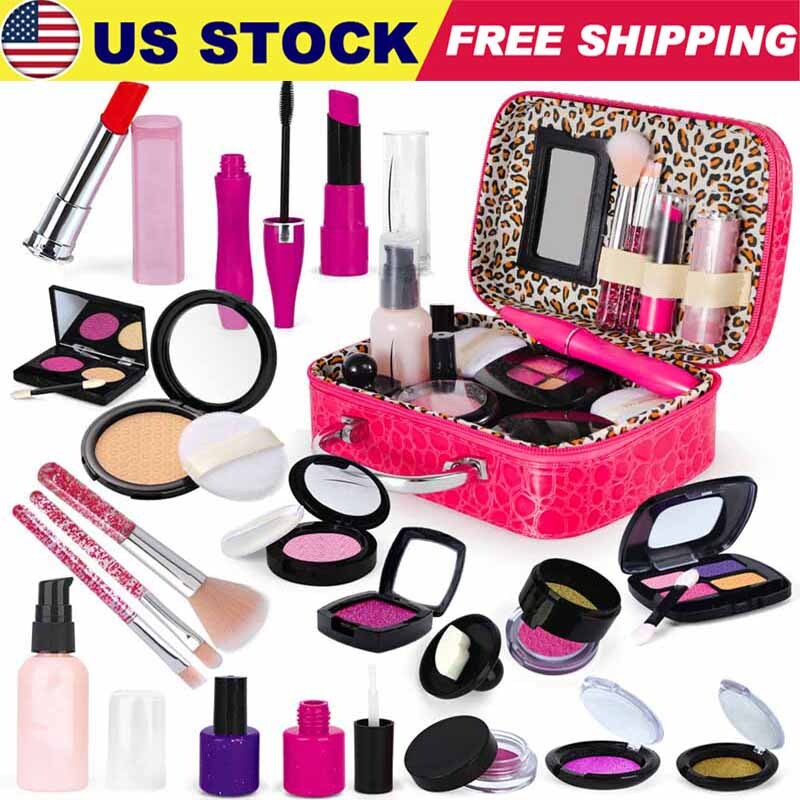 21Pcs Kids Makeup Kit for Girls Make Up Remover Real Washabl
