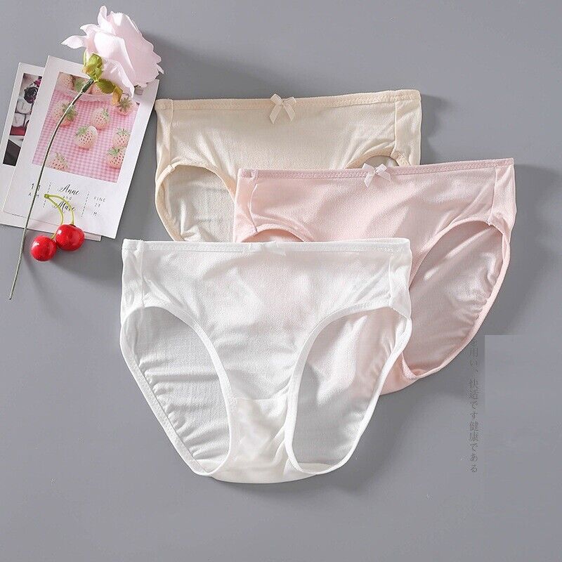3pack Girls Knitted Silk Panties Underwear Knickers White Pink for Waist 17" 20"