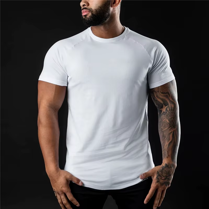 Cotton T-Shirt Summer Men'S Athleisure Workout Short Sleeve Muscle Fitness T-Shi