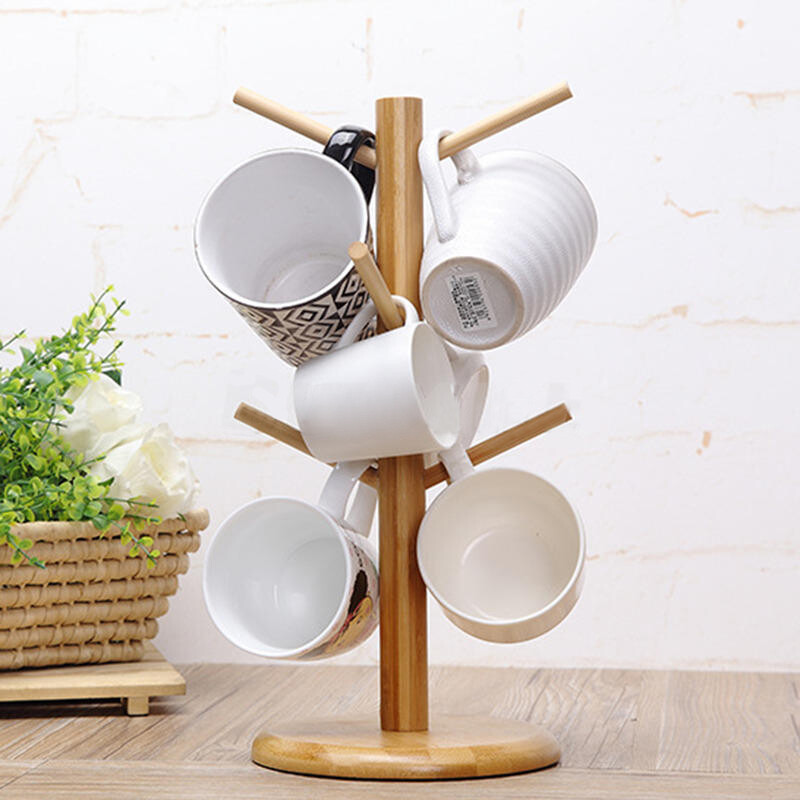 Tassenbaum Brezelständer Tassenständer  aus Holz für 6 Tassen Becher Büro Küche 
