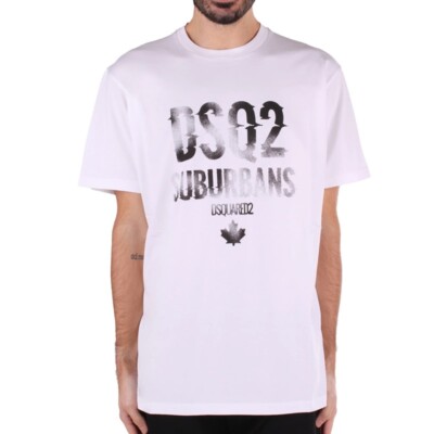 Pre-owned Dsquared2 Men's  S74gd1219 T-shirt Cool Fit D2 Pe24 In White