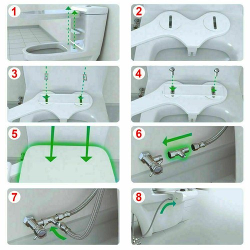 Bidet Fresh Water Spray Kit Non Electric Toilet Seat Attachment with Dual Nozzle