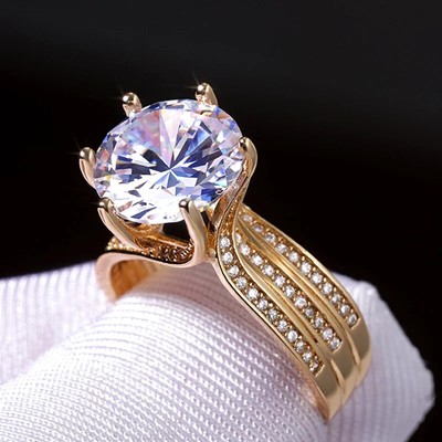 2Ct Round Lab Created Diamond Solitaire With Accents Ring 14k Yellow Gold Finish