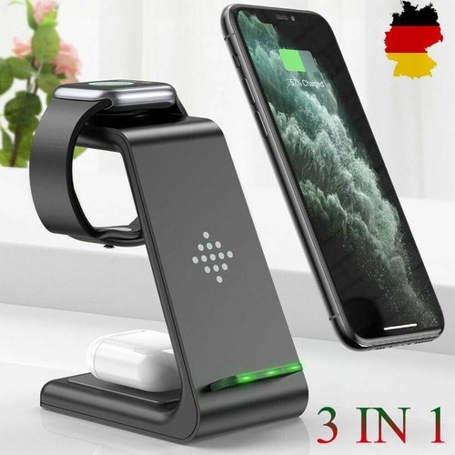 3in1 QI Wireless Ladegerät Charger Ladestation für Apple Watch iPhone Samsung DE