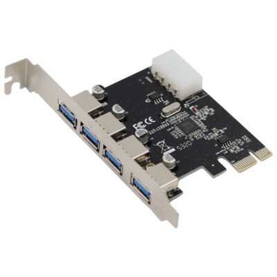 PCI-E Express to 4 Port USB 3.0 Expansion Card Adapter 1 to 4 PCIE Splitters NEW