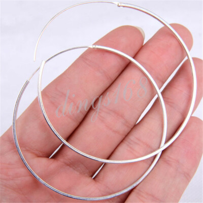 Designer Inspired 925Sterling Silver 55mm LARGE 1.8mm thin Endless Hoop Earrings