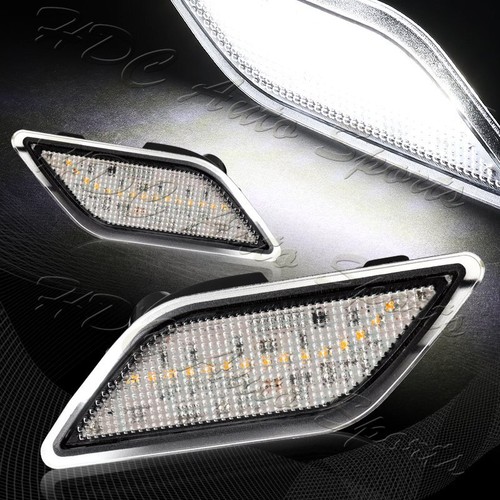 For 2012-2014 Mercedes W204 C-Class Clear Lens White LED Side Marker Lights Lamp
