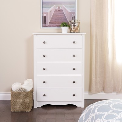 White Monterey 5 Drawer Chest