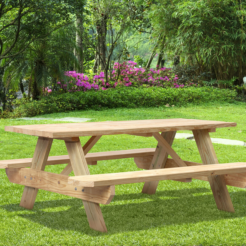 Outdoor Essentials Wood Brown 27.75 in. Picnic Table | eBay