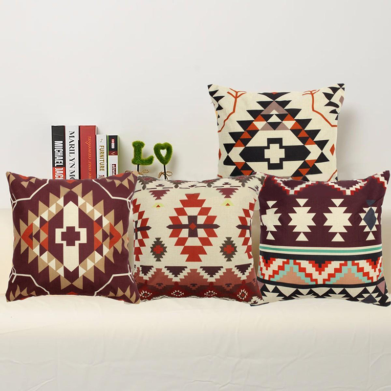 Hot Aztec Bohemia Geometric Abstract Cotton Linen Pillow Case Cushion Cover