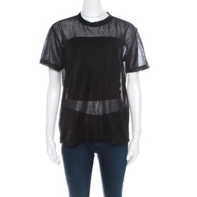 トップス 00s prada archive sport side mesh top Prada Sport Black Knit Mesh Sheer Short Sleeve Top XS | eBay