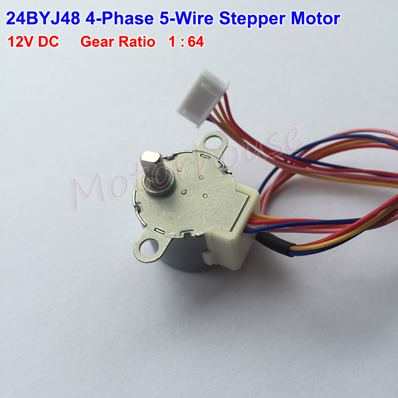 24BYJ48 DC 12V 4 Phase 5 Wire Gear Stepper Motor 1:64 24BYJ48 DC 12V 4 Phase 5 Wire Gear Stepper Motor 1:64