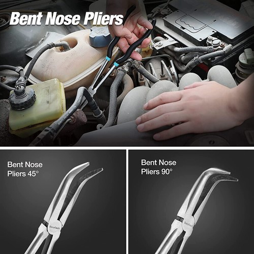 DURATECH Extra Long Needle Nose Pliers Set 4 PCS 11" Long Reach Straight Pliers