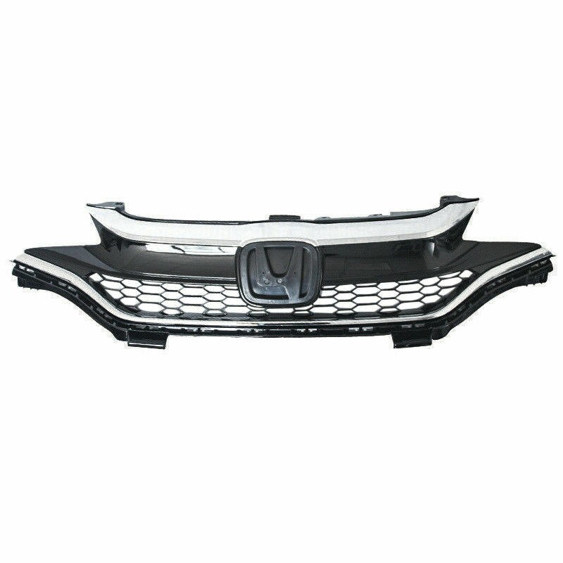 For 2018-2020 Honda Fit Hatchback Black&Chrome Honeycomb Bumper Upper grille