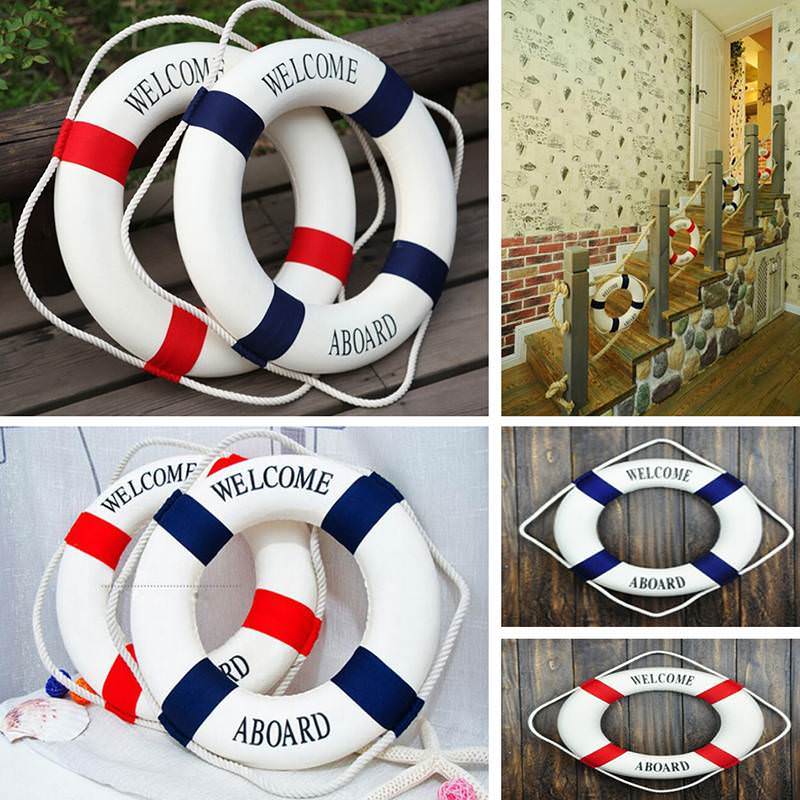 Welcome Aboard Nautical Wall Hanging Ship Boat Ring Life Buoy Cafe