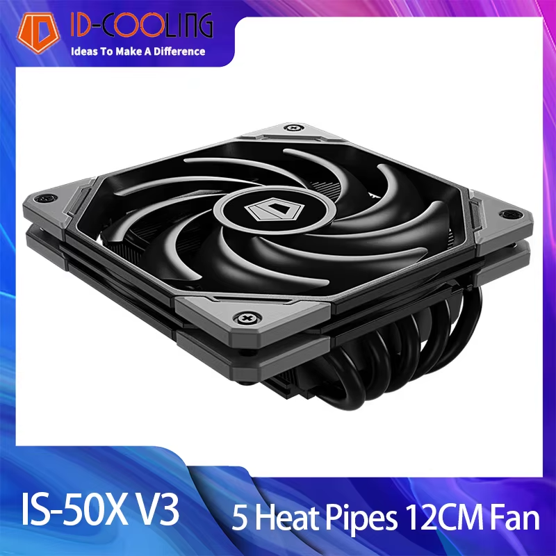 ID-COOLING IS-50X CPU Cooler 5 Heat Pipes 56mm Height ITX Computer Air Cooling R