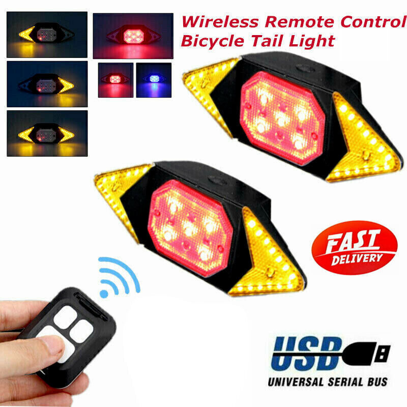 For Bike Turn Signals Light Bicycle Front&Rear Indicator USB Rechargeable Lamp
