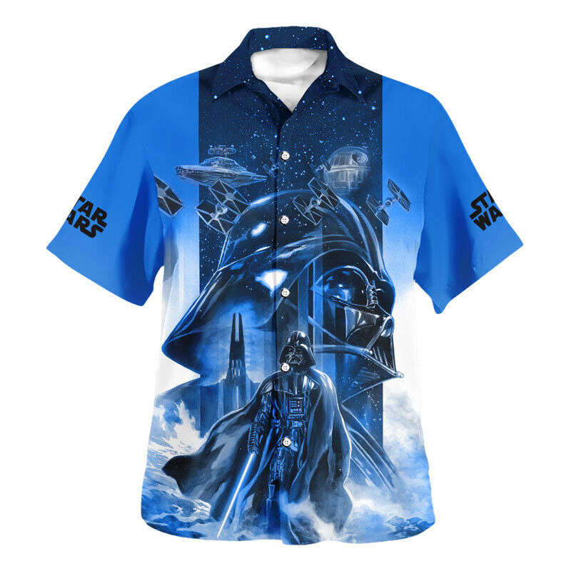 Vader Blue Galaxy Theme Star Wars Movie Fans Father's Day Gift 3D HAWAII SHIRT