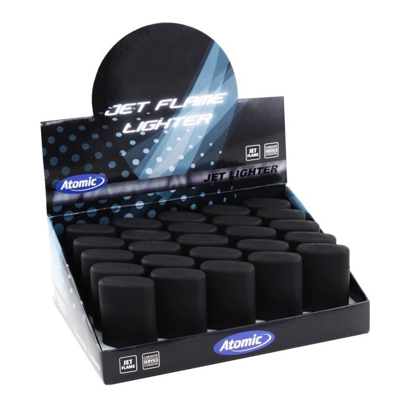 Box 25 Pz Accendini Elettronici Ricaricabili Antivento Atomic Rubber Black linq