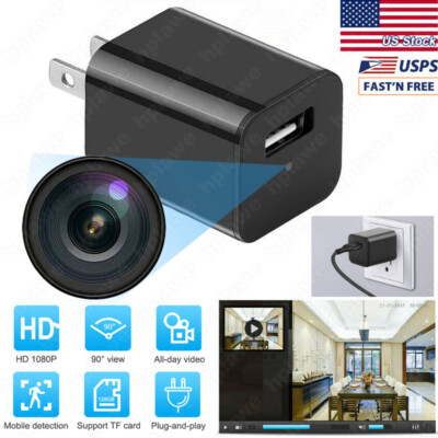 Mini Camera 1080P HD USB Charger Adapter Motion Detection DVR Home Security Cam