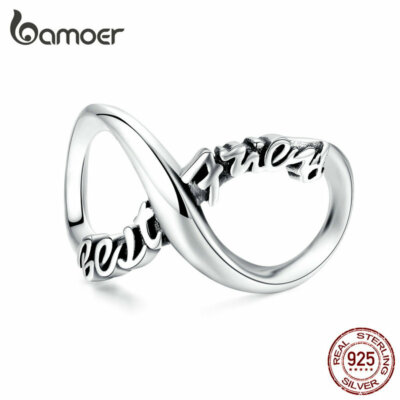 BAMOER European The best friend Charm S925 Sterling silver Fit Bracelet (The Best Fitness Bracelet)