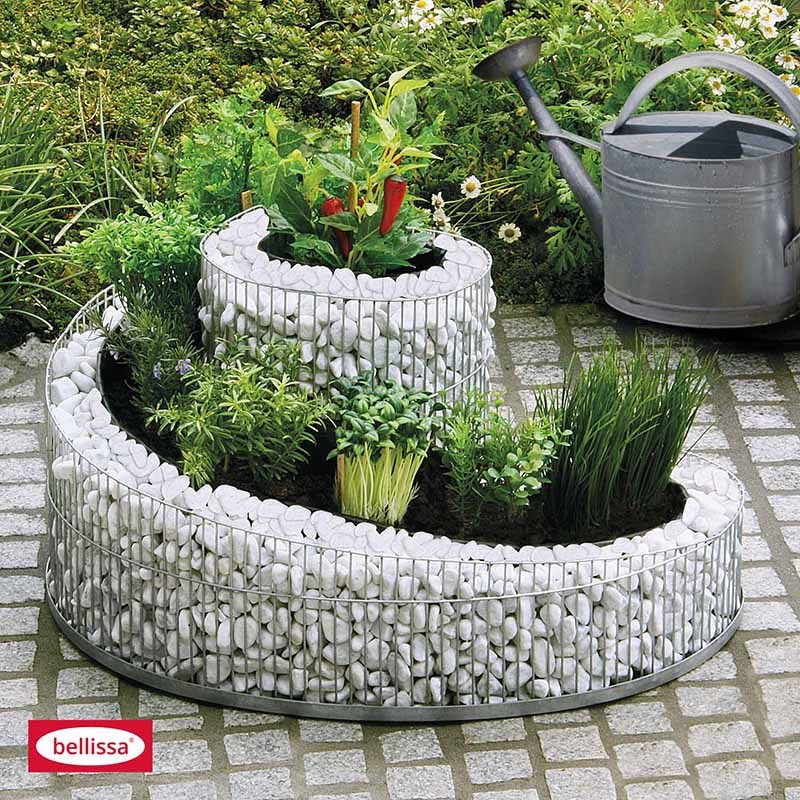 KRÄUTERSPIRALE für BALKON TERRASSE 57 x 42 x 29 cm Bellissa Kräuterbeet Gabione 