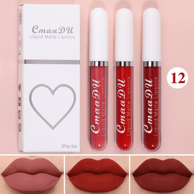 3 PCS/Set Long Lasting Lip Gloss Beauty Glazed Matte Liquid Lipstick Lip US