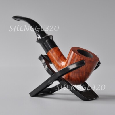 Smoking Briar Wooden Tobacco Pipe Dublin Smooth Surface Bent Stem Small Size