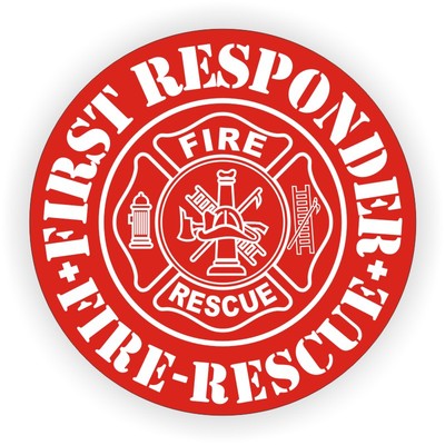 First Responder Firefighter Helmet Decal / Hard Hat Sticker Label Rescue Fire 