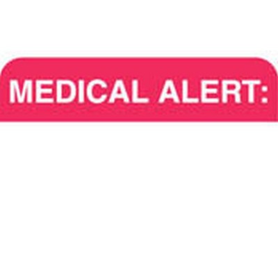 Attention labels - Fl Red, Medical Alert 1-1/2'' X 7/8'' (Roll of 250)