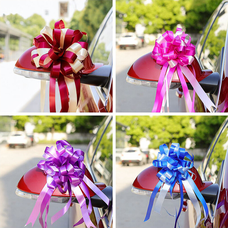 10 PCS Wedding Car Gift Wrap Pull Bows Two Tone Ribbon Wing Mirror Decor Large