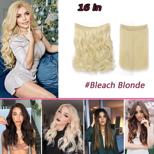 One Piece Long Invisible Wire Hair Extensions THick Hidden Hairpiece As Real US