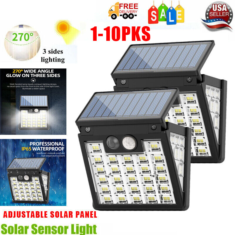 1-10X Adjustable Solar Panel 72000LM Motion Sensor Lights Flood Light Waterproof