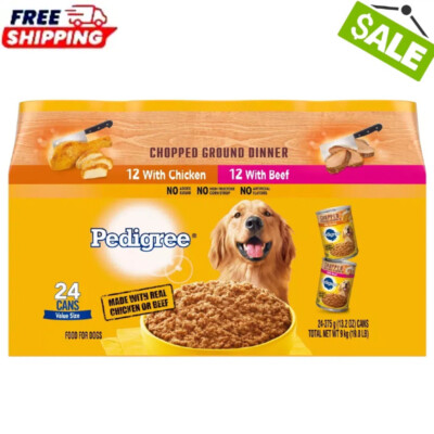 PEDIGREE CHOPPED GROUND DINNER Adult Canned Soft Wet Dog Food Variety Pack (24)