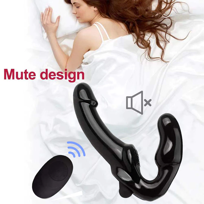 Double Ended Strap On Dildo Strapless Vibrating G-Spot Women Lesbian Sex Toy USA