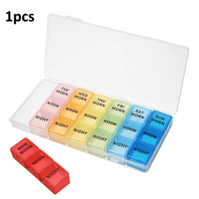 7 Day Weekly Medication Pill Organizer Storage Container Box Case 3 Times A Day 