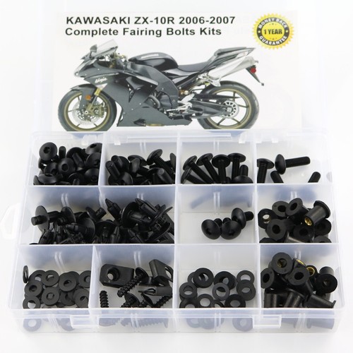 2006-2007 Kawasaki ZX-10R Fairing Bolts Screws Fasteners Kit Black