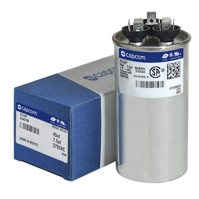 Dual Capacitor 45 + 7.5 Uf MFD 370 VAC for American Standard C34575R 27L947