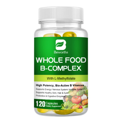 Vitamin B Complex 120 Capsules B1,B2,B3,B5,B6,B7,B9,B12, Immune Support Pills