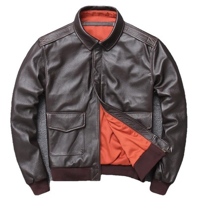 Pre-owned Karl Men's Bomber Leather Jacket In Black